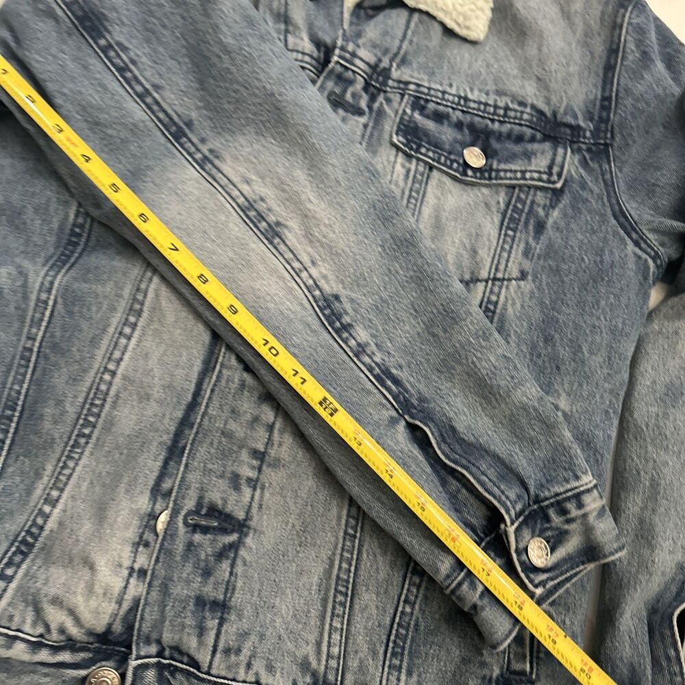 PacSun Sherpa lined Mens Denim Jacket Trucker Style Sz S - Picture 10 of 16